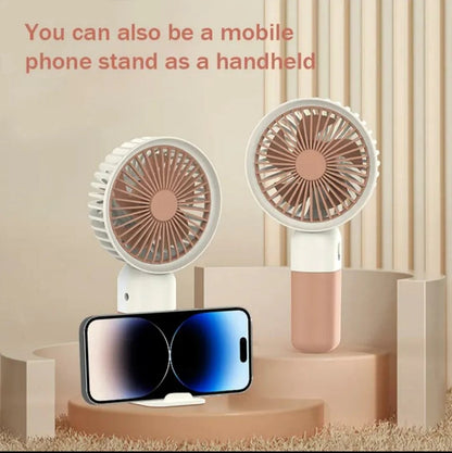 Mini Cute Fan – Portable USB Rechargeable Handheld Cooling Fan for Kids & Adults with Stand (Random Color)