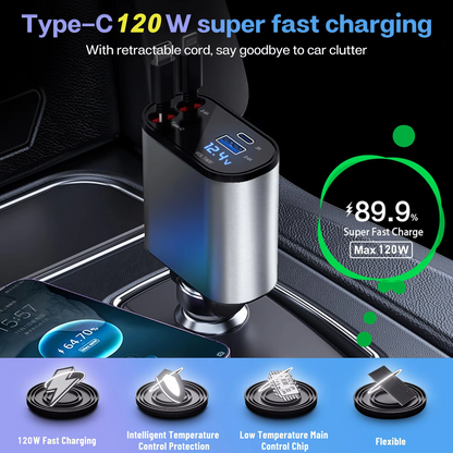 Star Projector Fast Charging Car Charger (4-in-1) – Premium Car Accessory